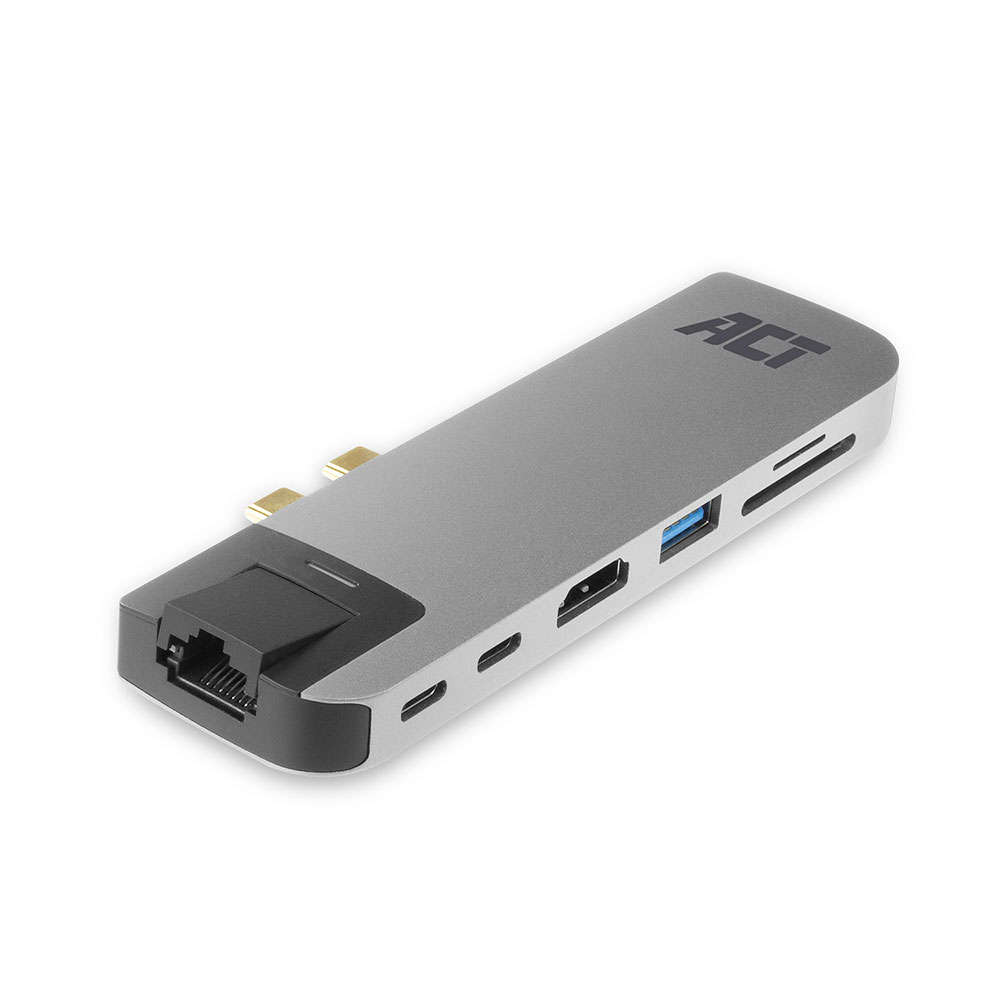 ACT AC7044 USB C Thunderbolt 3 Multiport Adapter 4K HDMI Ethernet USB Kaartlezer