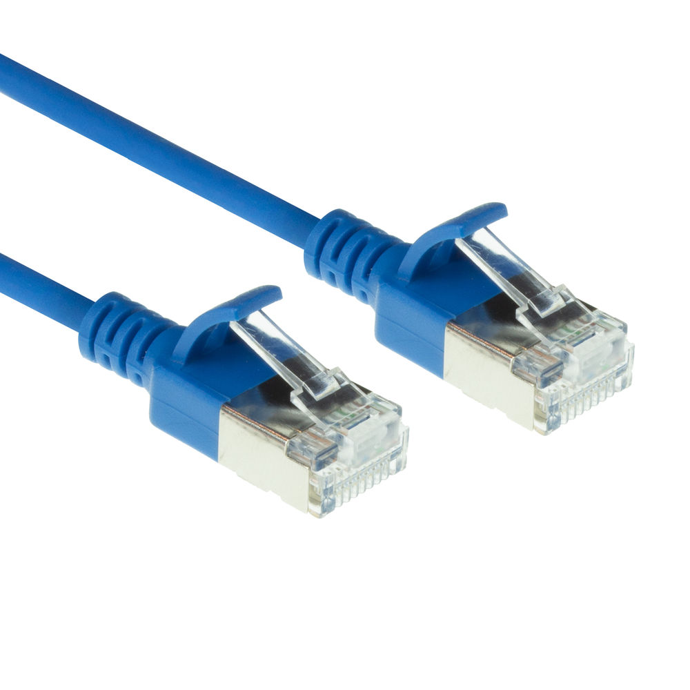 ACT DC7600 CAT6A U FTP LSZH Datacenter Slimline Patch Kabel Blauw 50 cm