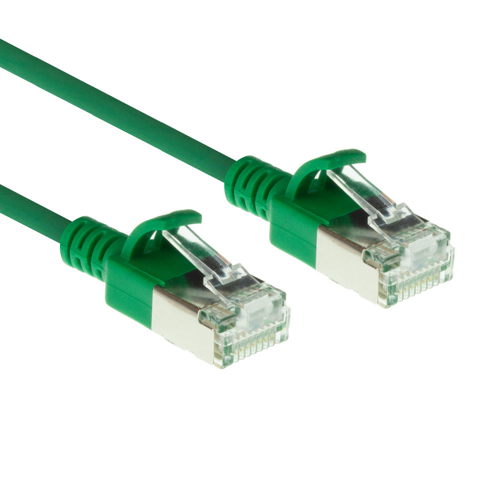 ACT DC7702 LSZH U/FTP CAT6A Datacenter Slimline Patchkabel Snagless | RJ45 Connectoren | Groen | 2 meter