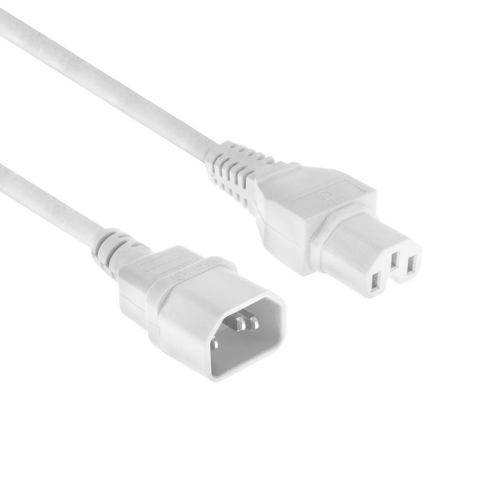 ACT AK5437 Stroomkabel C14 C15 Wit 2 meter