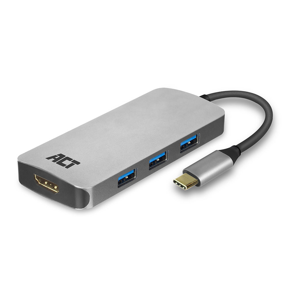 ACT AC7024 USB C MultiPort Adapter 1x HDMI | 4K | 4x USB A | PD Pass Through | 85W