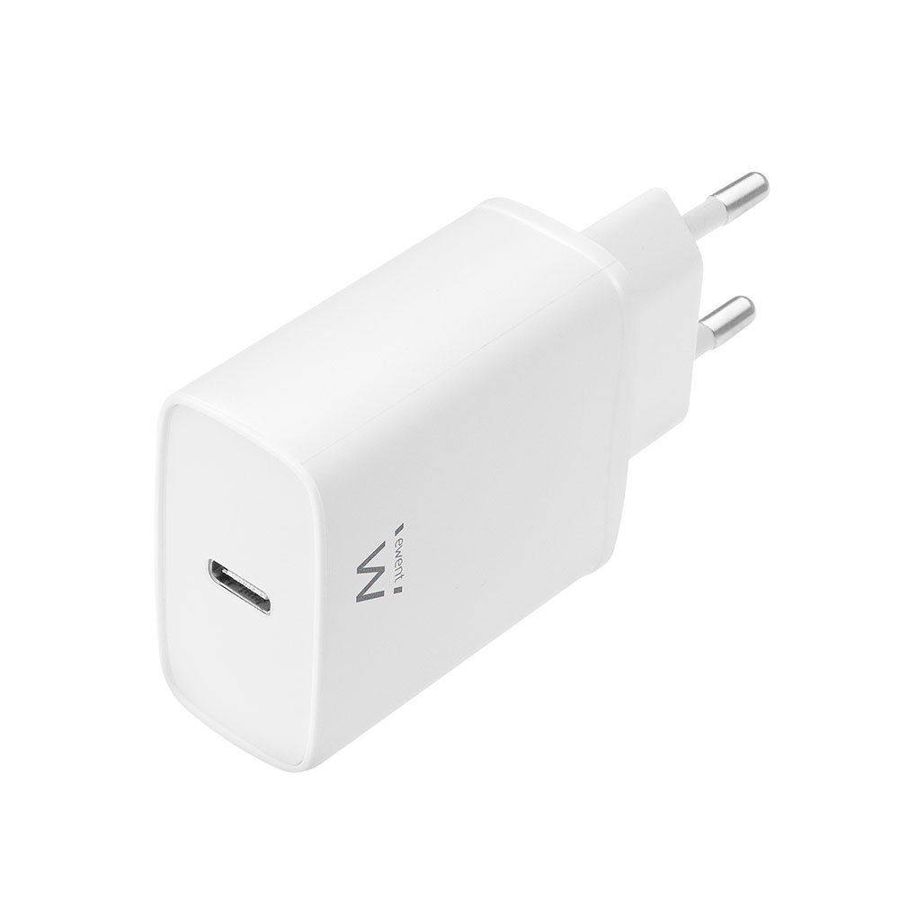 Ewent EW1320 USB C Samsung Apple Oplader 20W Power Delivery Snellader Wit