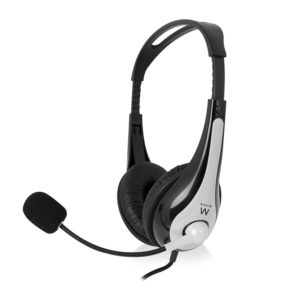 Ewent EW3565 Headset USB On Ear Microfoon Volumeregeling Grijs 2.1 meter kabel