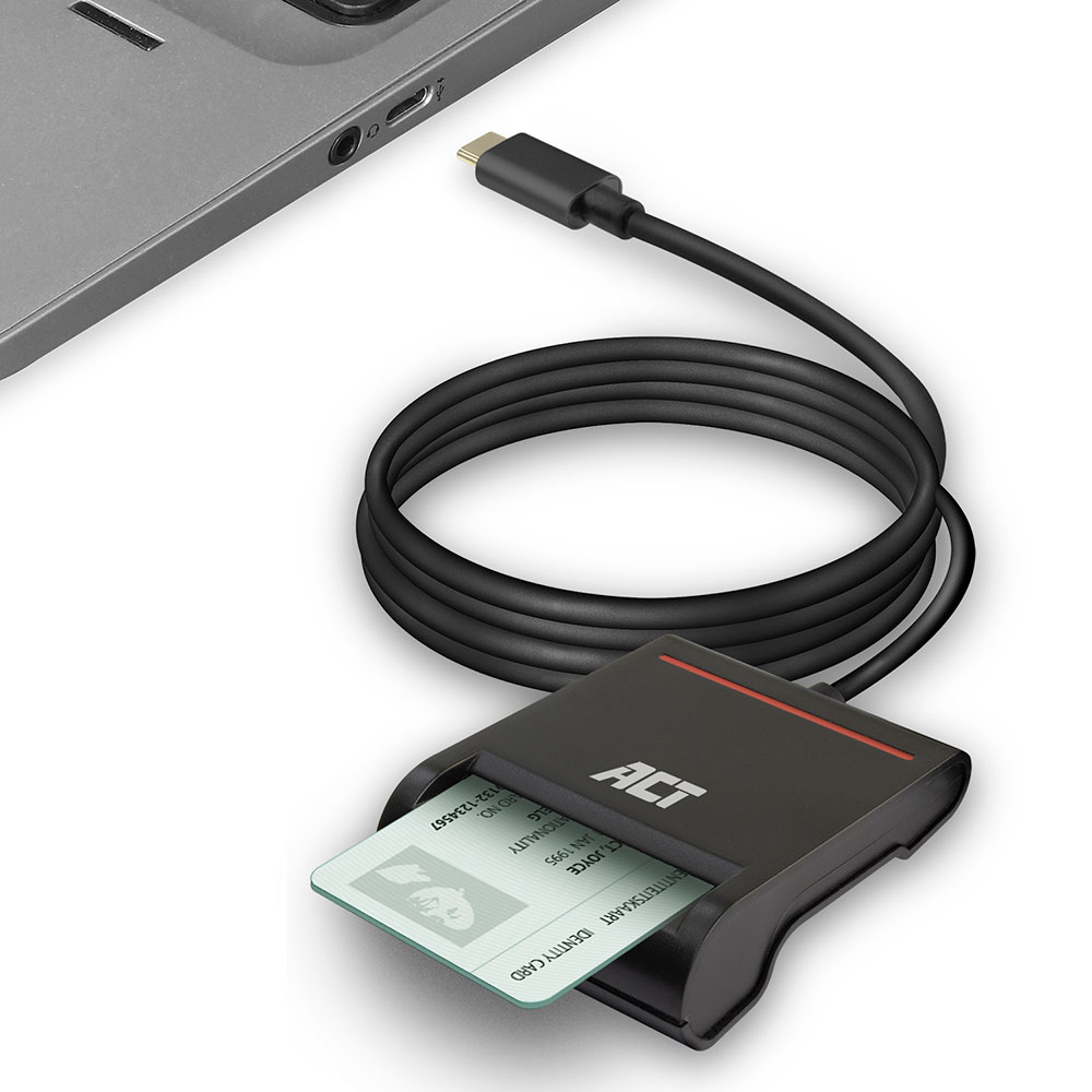 ACT AC6020 USB C Smartcard eID Card Reader External Zwart