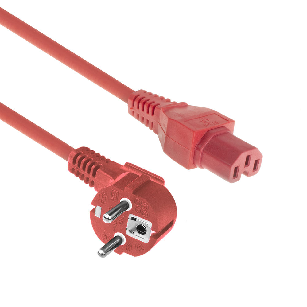 ACT AK5284 230V Stroomkabel Schuko CEE7/7 Male (Haaks)/C15 | Rood | 1,5 meter