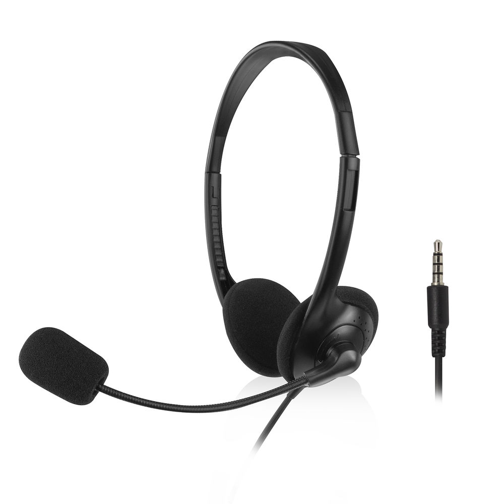 ACT AC9330 On-Ear Headset | Flexibele Microfoon | 3,5mm audio-aansluiting | Zwart | 2 meter
