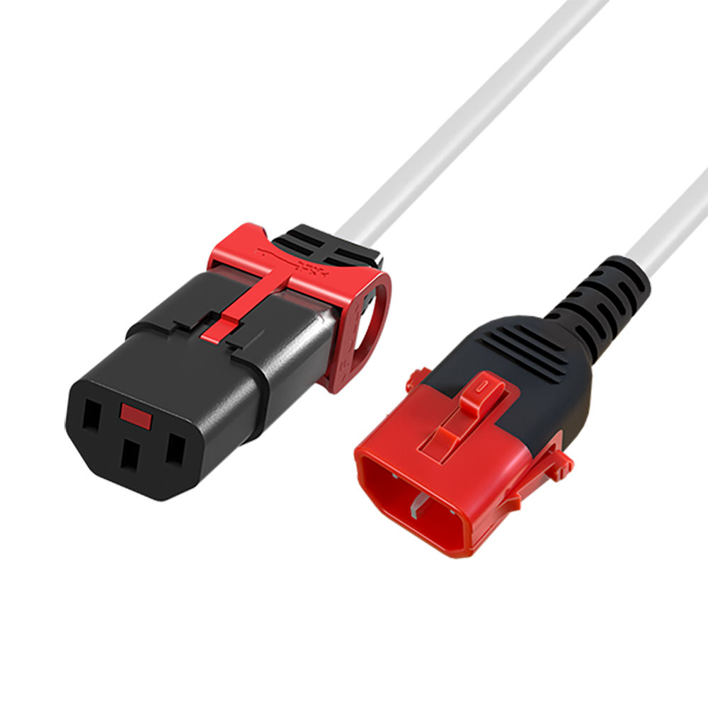 ACT AK5510 Netsnoer C13 / C14 Dual IEC LOCK | Wit | 3 meter