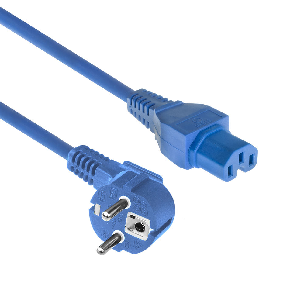 ACT AK5317 230V Stroomkabel Schuko CEE7/7 Male (Haaks)/C15 | Blauw | 2 meter