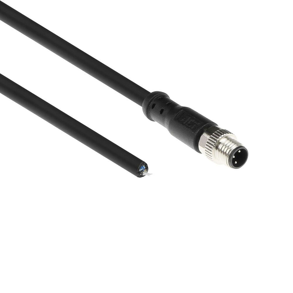 ACT SC3005 Industriële Sensorkabel | M8A 3-Polig Male naar Open End | Ultraflex Xtreme TPE kabel | Afgeschermd | IP67 | Zwart | 3 meter