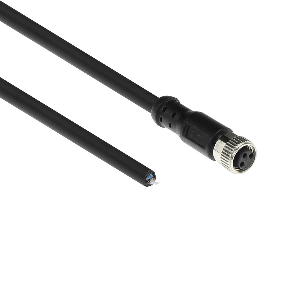 ACT SC3007 Industriële Sensorkabel | M8A 3-Polig Female naar Open End | Ultraflex Xtreme TPE kabel | Afgeschermd | IP67 | Zwart | 1,5 meter