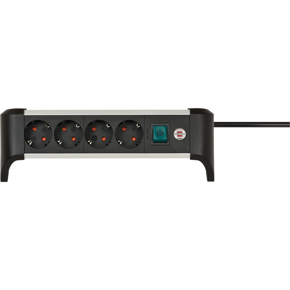 Brennenstuhl 1391040400 Alu-office-Line Stekkerdoos | 4 sockets | Zwart/Zilver | Schakelaar | 1,8 meter