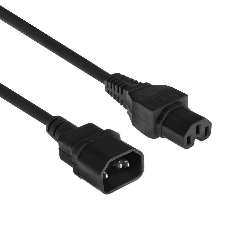 ACT AK5339 230V Stroomkabel C14/C15 Zwart - 3 meter