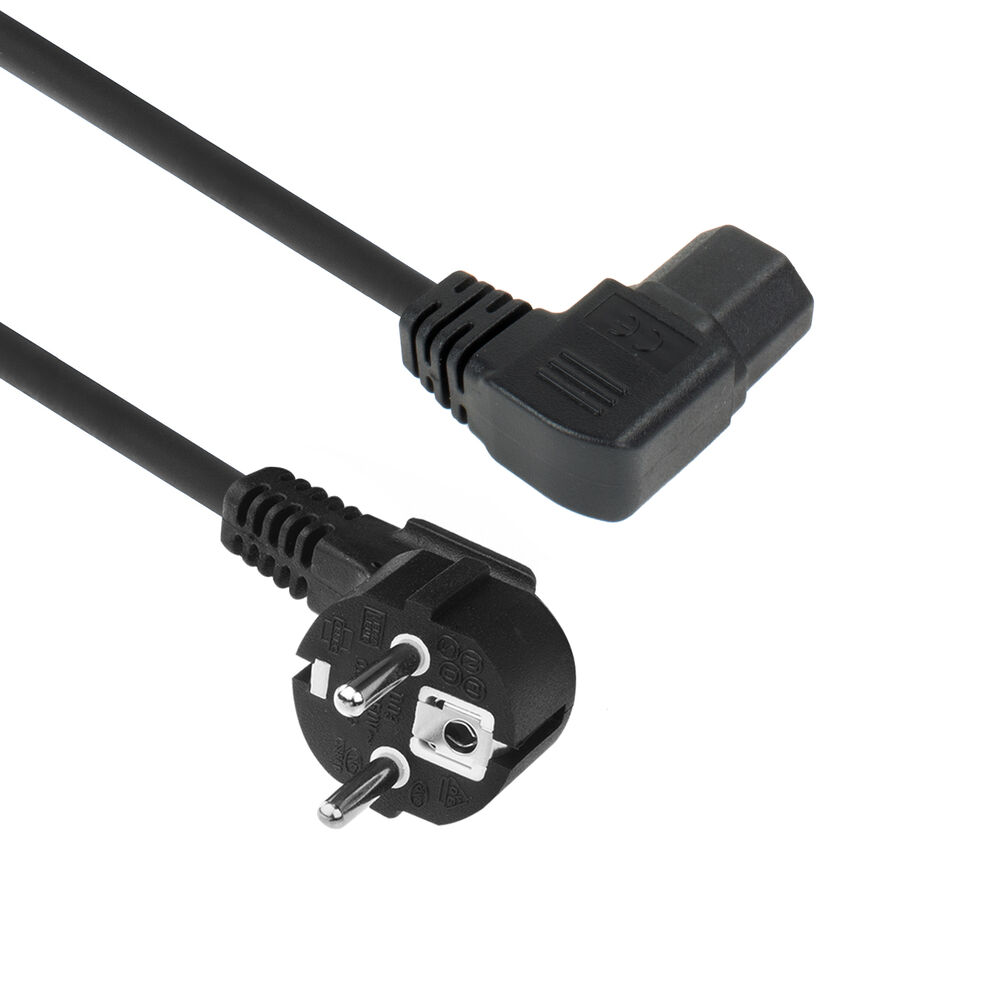 ACT AK5347 Netsnoer Schuko CEE7/7 male (Haaks) - C15 (Haaks Links) IEC60320 | Zwart | 1,5 meter