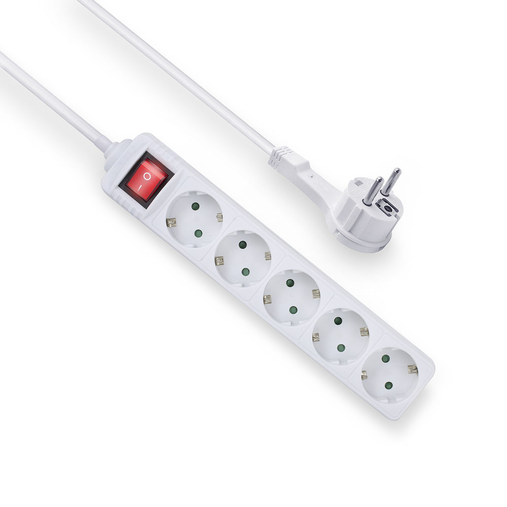 ACT Stekkerdoos met schakelaar – 5-voudig – Platte stekker Easy Pull – 1.5m – AC2455
