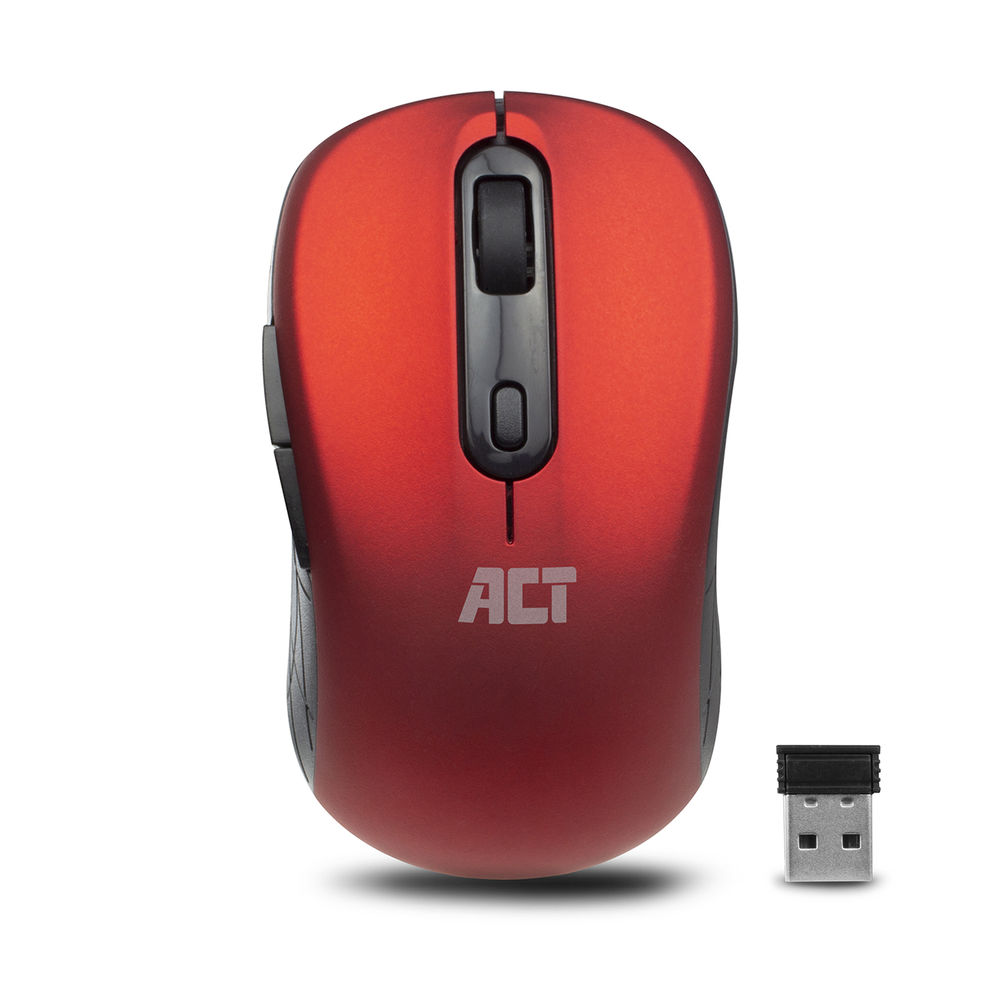 ACT Muis Draadloos - Optisch - 1600 DPI - 2.4Ghz USB Mini Dongel  - Lichtgewicht - AC5135 Rood