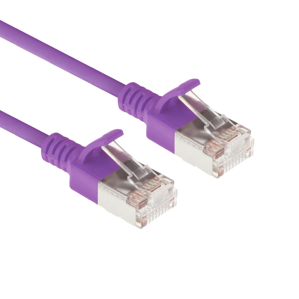 ACT DC7300 LSZH U/FTP CAT6A Datacenter Slimline Patchkabel Snagless | RJ45 Connectoren | Paars | 50 cm
