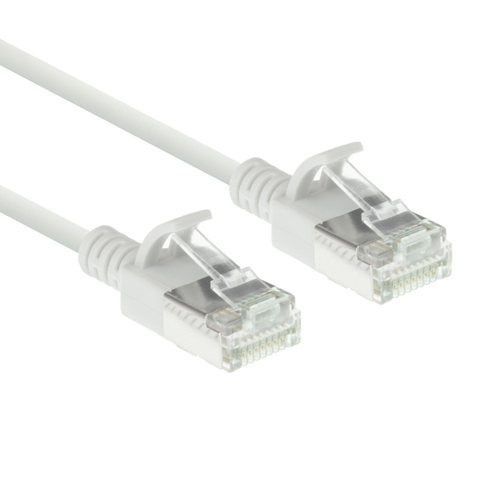 ACT DC6905 LSZH U/FTP CAT6A Datacenter Slimline Patchkabel Snagless | RJ45 Connectoren | Wit | 5 meter