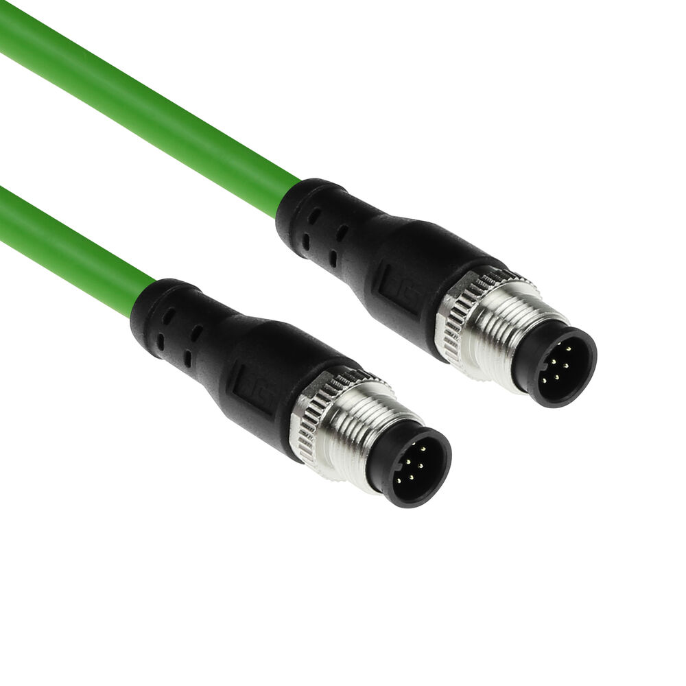 ACT SC3862 Industriële Sensorkabel | M12A 8-Polig Male naar M12A 8-Pins Male | Ultraflex TPE kabel | Afgeschermd | IP67 | Groen | 5 meter