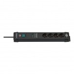 Brennenstuhl 1951140300 Stekkerdoos 4 Sockets | Premium Line | Aan/uit Schakelaar | Overspanningsbeveiliging | Zwart | 1,8 meter