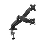 ACT AC8312 Dubbele Monitor Arm met Gasveer | Monitor beugel voor 2 schermen 13-32 inch | VESA 75x75 - 100x100 | Draai- kantel - en zwenkbaar | incl. USB en Audio poorten | Zwart