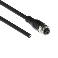 ACT Industriële Sensorkabel | M12A 4-Polig Female naar Open End | Superflex Xtreme TPE kabel | Afgeschermd | IP67 | Zwart