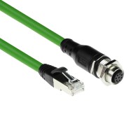 ACT Industriële Sensor kabel | M12A 8-Polig Female naar RJ45 Male | Ultraflex SF/UTP TPE kabel | Afgeschermd | IP67 | Groen