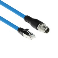 ACT Industriële Sensorkabel | M12X 8-Polig male Chassis naar RJ45 | Superflex SF/UTP TPE kabel | Afgeschermd | IP67 | Blauw