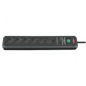 Brennenstuhl 1159540366 PDU Stekkerdoos | Secure-Tec | 6 Sockets | Overspanningsbeveiliging | Schakelaar | Zwart | 2 meter