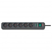 Brennenstuhl 1159710 Eco-Line PDU Stekkerdoos 6 Sockets met Schakelaar en Overspanningsbeveiliging Zwart -1,5 meter