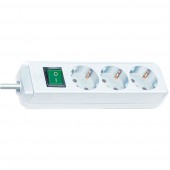 Brennenstuhl 1152320400 Eco Line Stekkerdoos 3 Sockets met Schakelaar Wit - 3 meter