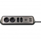 Brennenstuhl 1153590410 Estilo Corner - Stekkerdoos - 2x USB - 4 x Sockets - Zwart