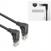 ACT DD5930 U/UTP CAT6A LSZH Slimline Patchkabel met RJ45 Connectoren 90° Haaks Beneden naar 90° Haaks Beneden | Zwart | 15 cm