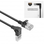ACT DA3930 U/FTP CAT6A LSZH Slimline Patchkabel | RJ45 Connectoren Recht naar 90° Haaks Rechts | Zwart | 15 cm