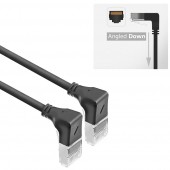 ACT DA5930 U/FTP CAT6A LSZH Slimline Patchkabel | RJ45 Connectoren 90° Haaks Beneden naar 90° Haaks Beneden | Zwart | 15 cm