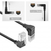 ACT DA7930 U/FTP CAT6A LSZH Slimline Patchkabel | RJ45 Connectoren 90° Haaks Beneden naar 90° Haaks Boven | Zwart | 15 cm