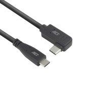 ACT AC7405 USB 3.0 Kabel 10Gbps 60W USB Type-C® (recht) naar USB Type-C® (haaks links/rechts) | Zwart | 50 cm