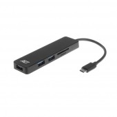 ACT AC6405 SuperSpeed USB-C Hub | 3x USB-A | 5 Gbps | Kaartlezer/Cardreader 1x SD/1x Micro SD | Zwart