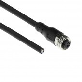 ACT SC3409 Industriële Sensorkabel | M12A 4-Polig Female naar Open End | Superflex Xtreme TPE kabel | Afgeschermd | IP67 | Zwart | 5 meter