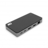 ACT AC7093 8 -in- 1 USB-C 4K MST Dockingstation | 2x 4K @ 60Hz HDMI-monitoren | Gigabit LAN | 1x USB-C | 3x USB-A | 100W PD Passthrough | 1 meter lange afneembare USB-C-kabel