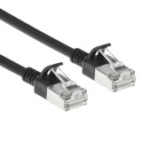 ACT DB7930 LSZH S/FTP CAT6A Slimline Patchkabel Snagless met RJ45 Connectoren | Zwart | 15 cm