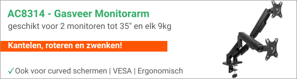ACT AC8314 Gasveer dubbele monitorarm | Kabels.nl